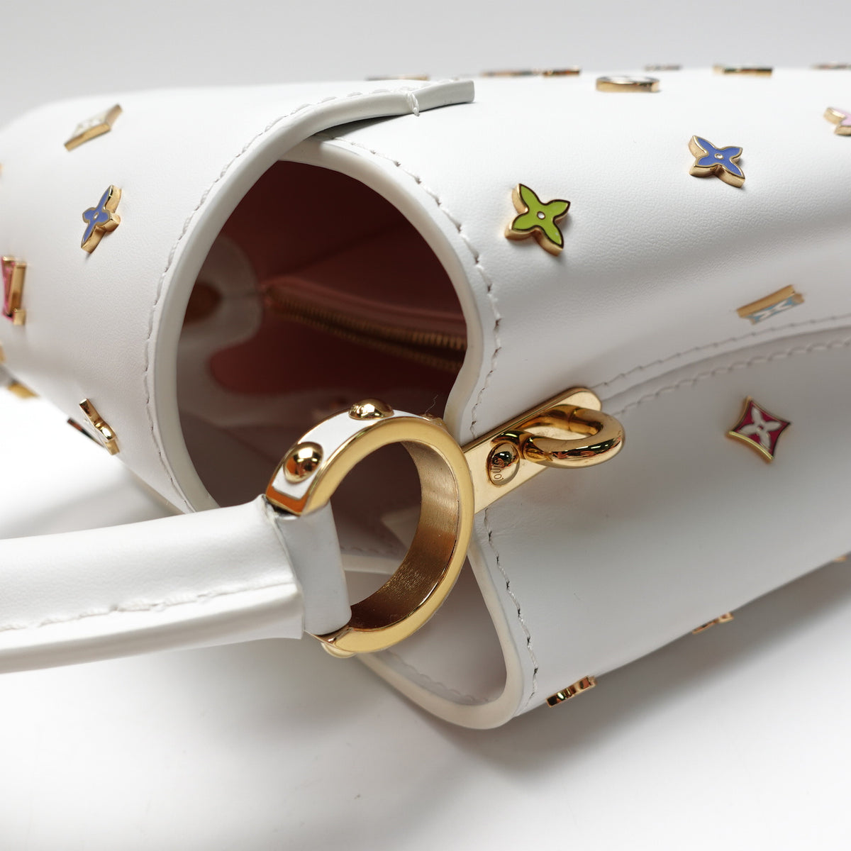 Pre-owned Louis Vuitton Capucines White Calfskin Shoulder Bag - Deposit