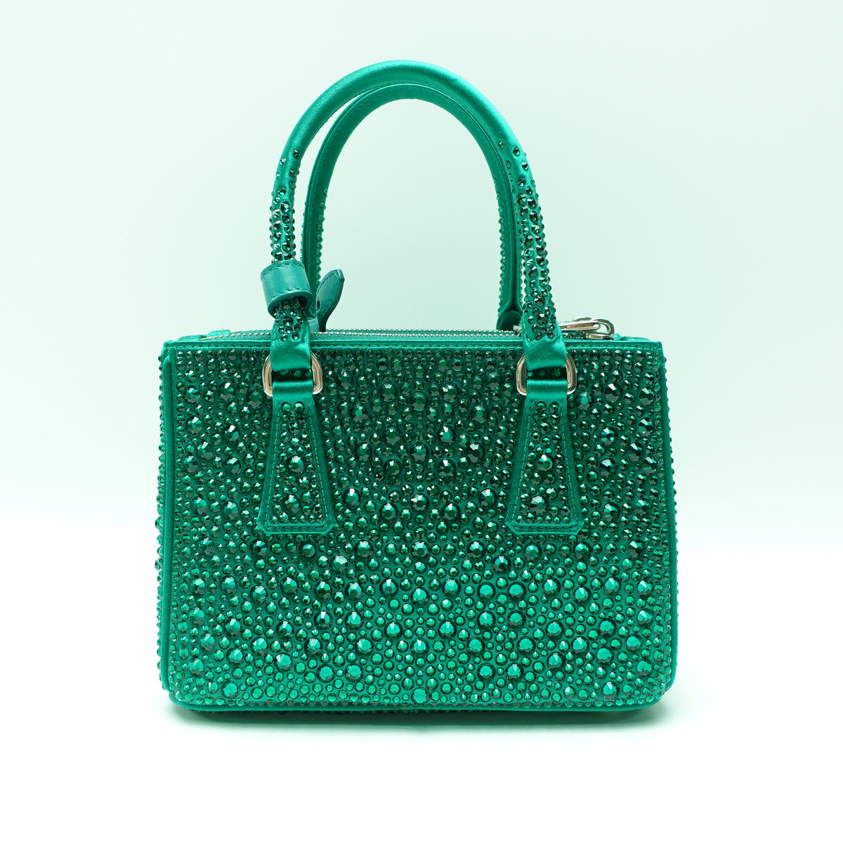 Pre-Owned Prada Galleria Mini Green Crystal Shoulder Bag T10472451