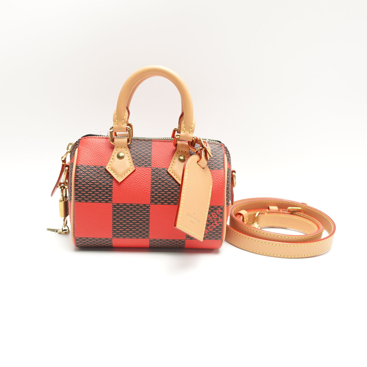 Pre-Owned Louis Vuitton Speedy Nano Red&Brown Canvas Shoulder Bag T10472868