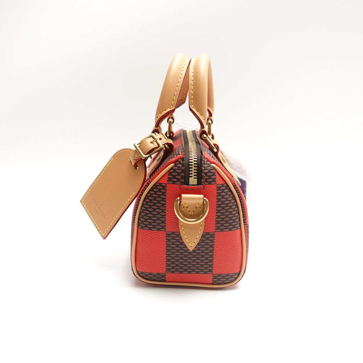 Pre-Owned Louis Vuitton Speedy Nano Red&Brown Canvas Shoulder Bag T10472868