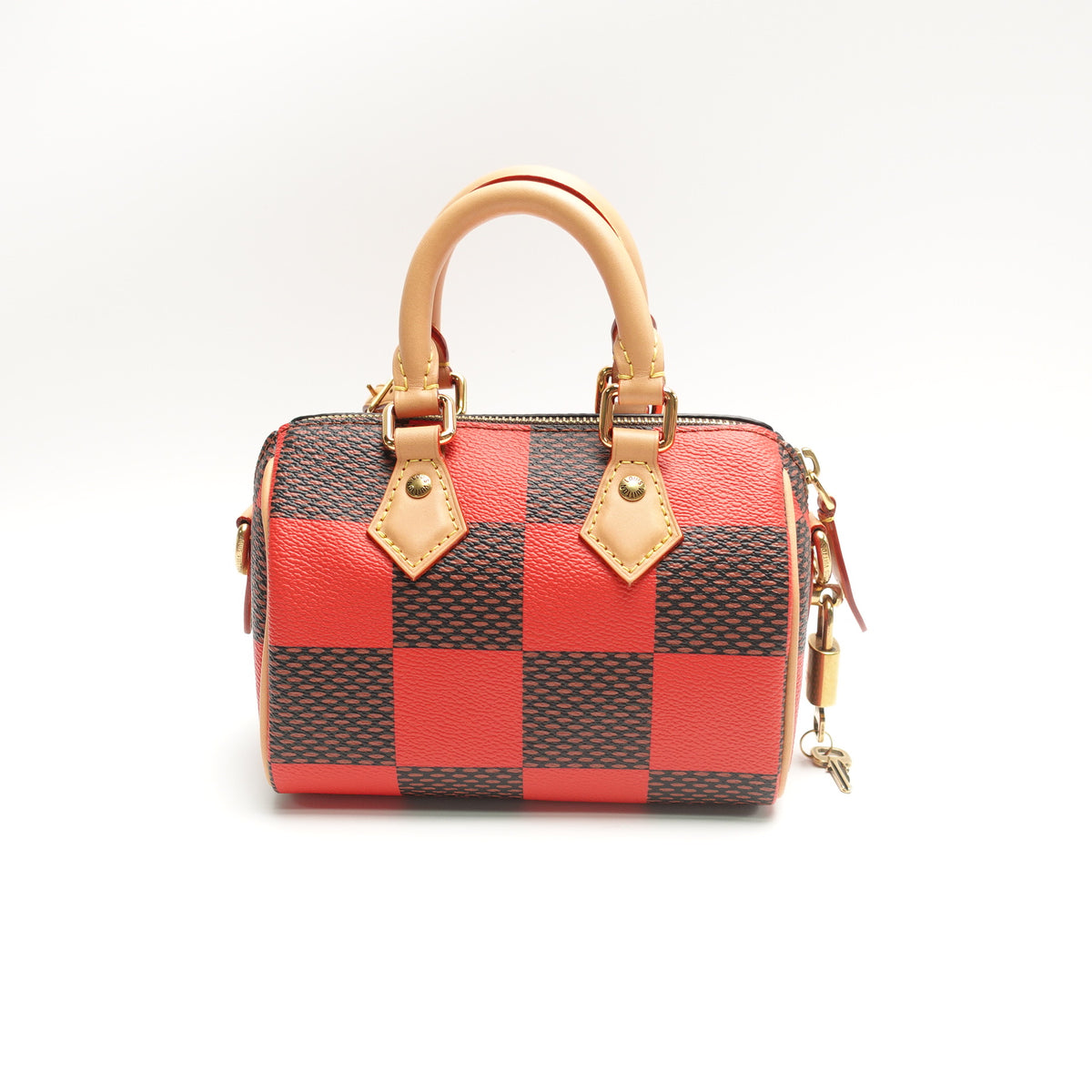Pre-Owned Louis Vuitton Speedy Nano Red&Brown Canvas Shoulder Bag T10472868