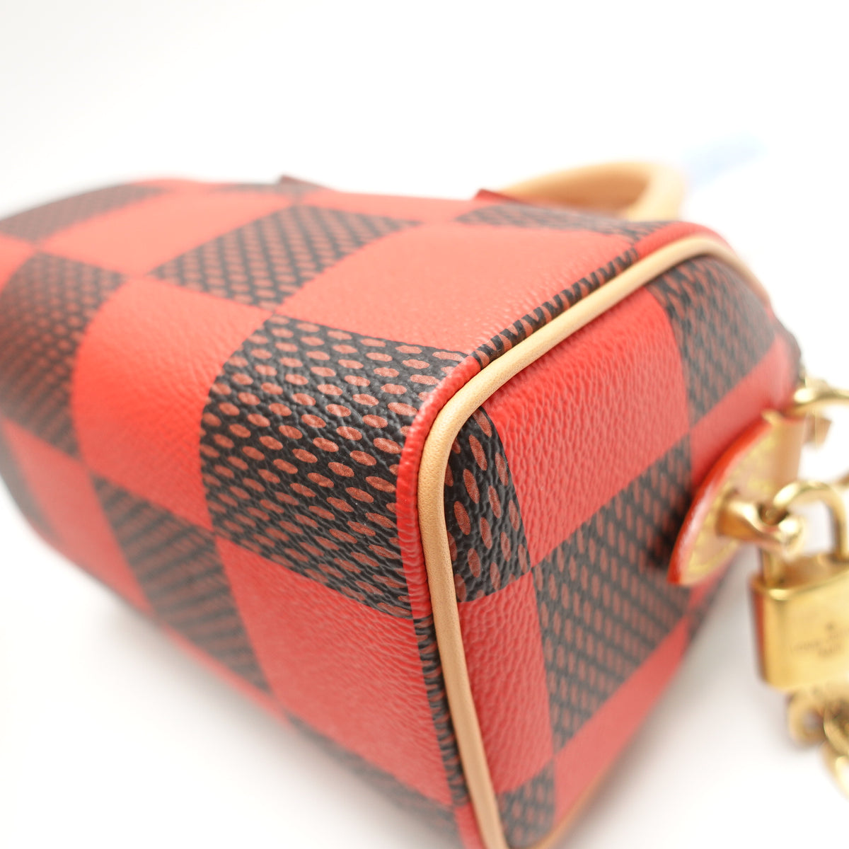 Pre-Owned Louis Vuitton Speedy Nano Red&Brown Canvas Shoulder Bag T10472868
