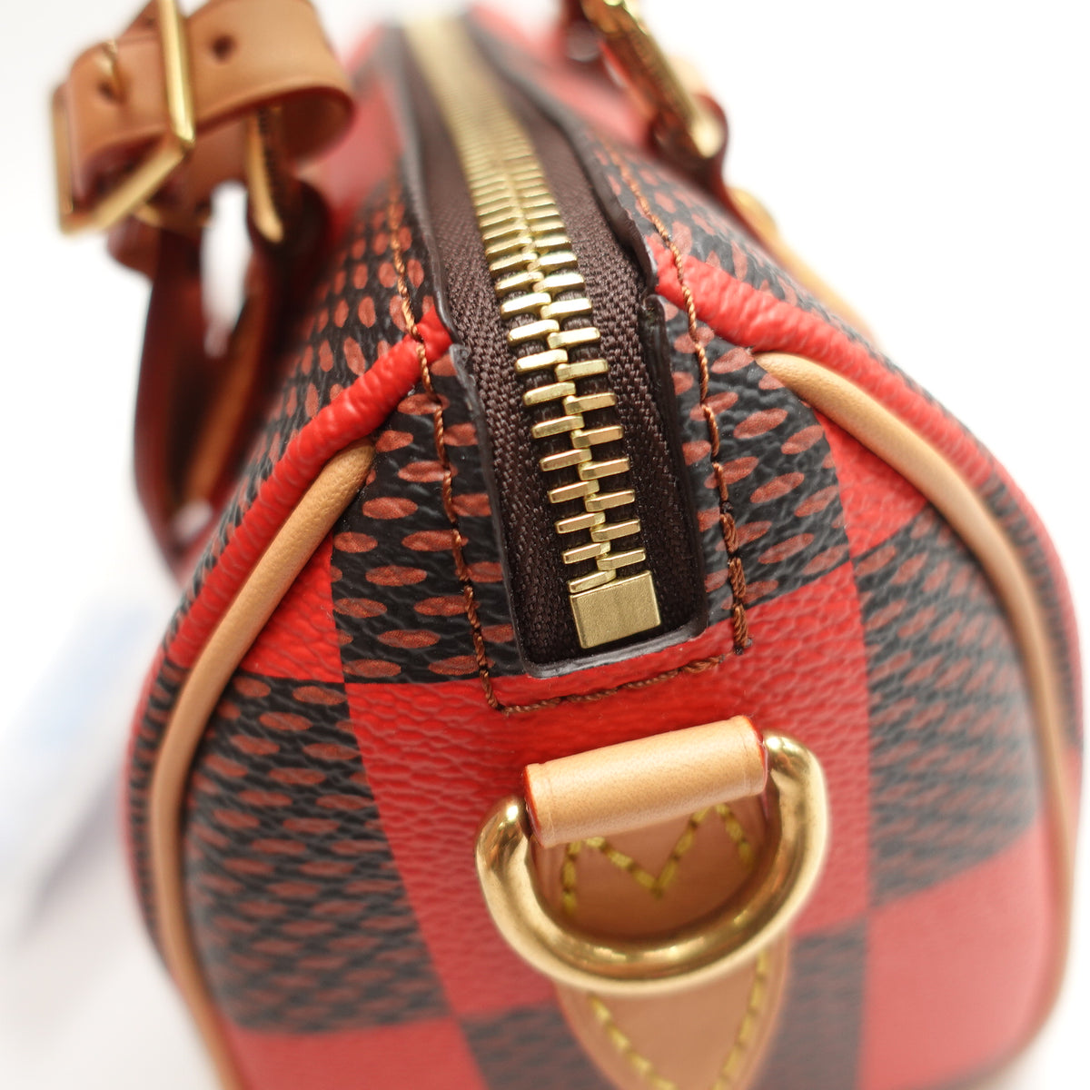 Pre-Owned Louis Vuitton Speedy Nano Red&Brown Canvas Shoulder Bag T10472868