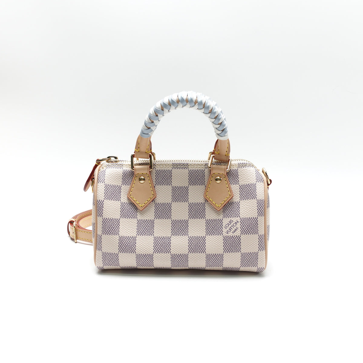 Pre-Owned Louis Vuitton Speedy Nano White Damier Azur Canvas Shoulder Bag T10472575
