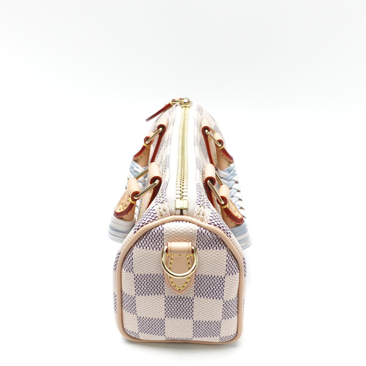 Pre-Owned Louis Vuitton Speedy Nano White Damier Azur Canvas Shoulder Bag T10472575