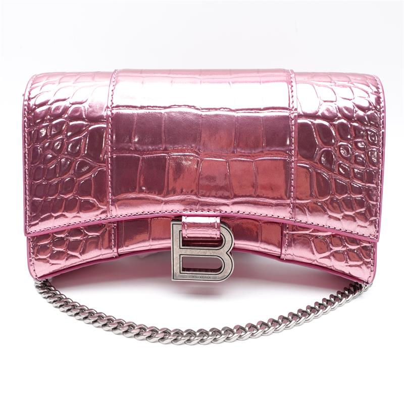 Pre-owned Balenciaga Hourglass Pink Vernis Shoulder Bag