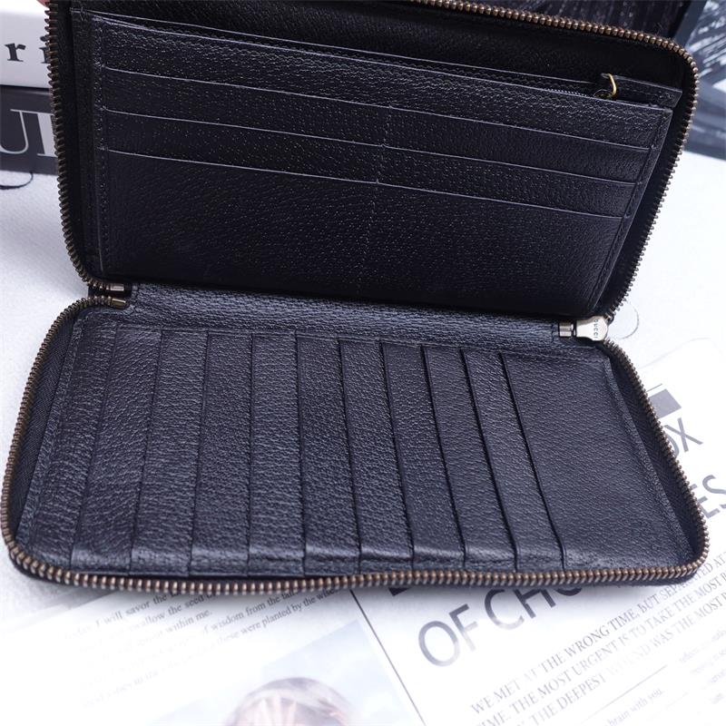 Pre-owned Gucci Black Bee Calfskin Wallet