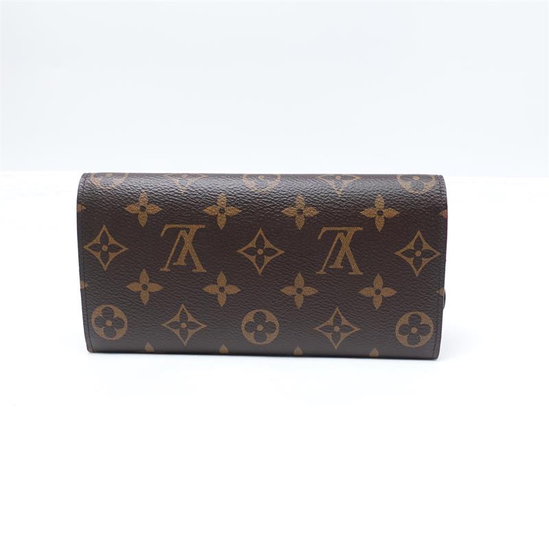 Pre-owned Louis Vuitton Emilie Flower Red Monogram Coated Canvas Wallet