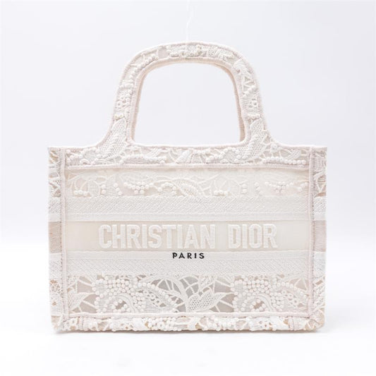 Pre-owned Dior Book Tote Mini Cream Canvas Tote