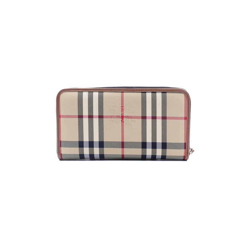 【DEAL】Burberry Brown Canvas Zippy Wallet