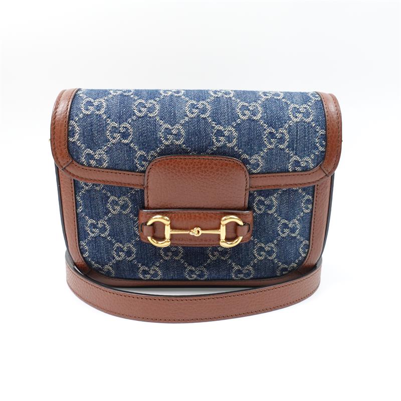 Pre-owned Gucci 1955 Blue Denim Shoulder Bag