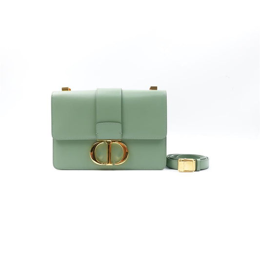 Pre-owned Dior Montaigne Green Calfskin Shoulder Bag-HZ