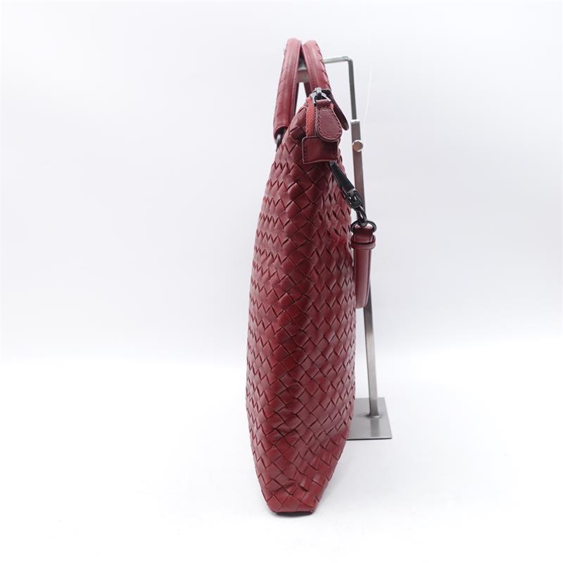 【DEAL】Pre-owned Bottega Veneta Intrecciato Red Calfskin Shoulder Bag - HZ