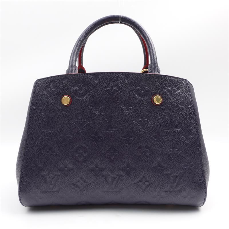 Pre-owned Louis Vuitton Montaigne BB Navy Monogram Calfskin Shoulder Bag - HZ