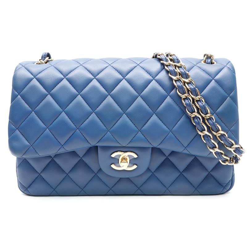 【DEAL】Chanel Jumbo Blue Lambskin Shoulder Bag-TS