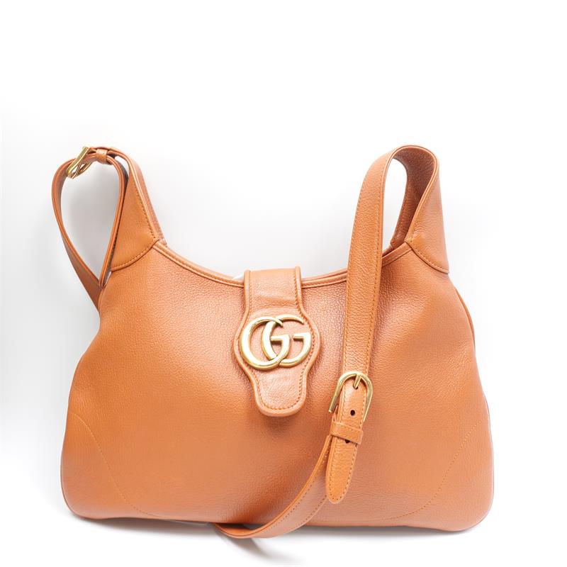 Pre-owned Gucci Arli Large Brown Calfskin Shoulder Bag-HZ