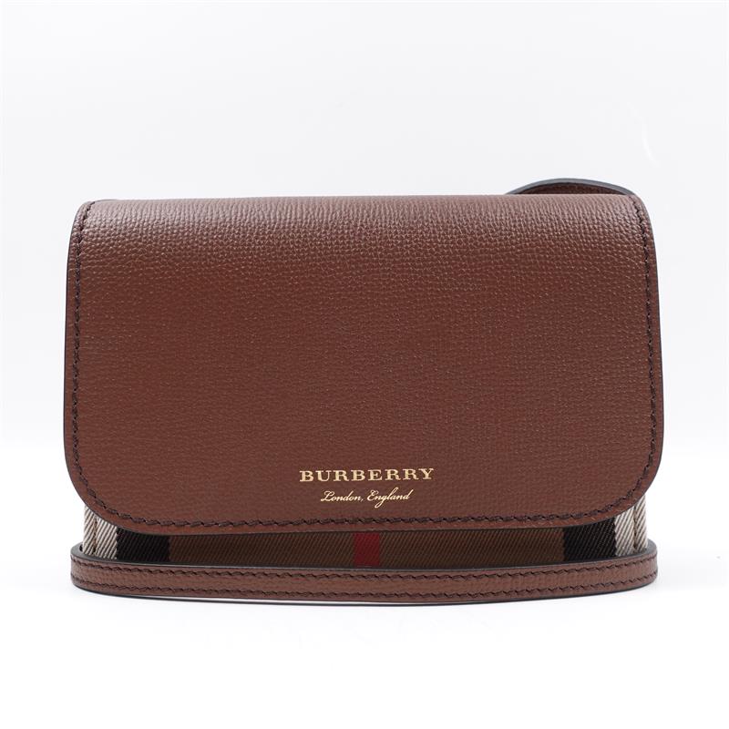 Burberry Brown Calfskin & Nova Canvas Crossbody Bag