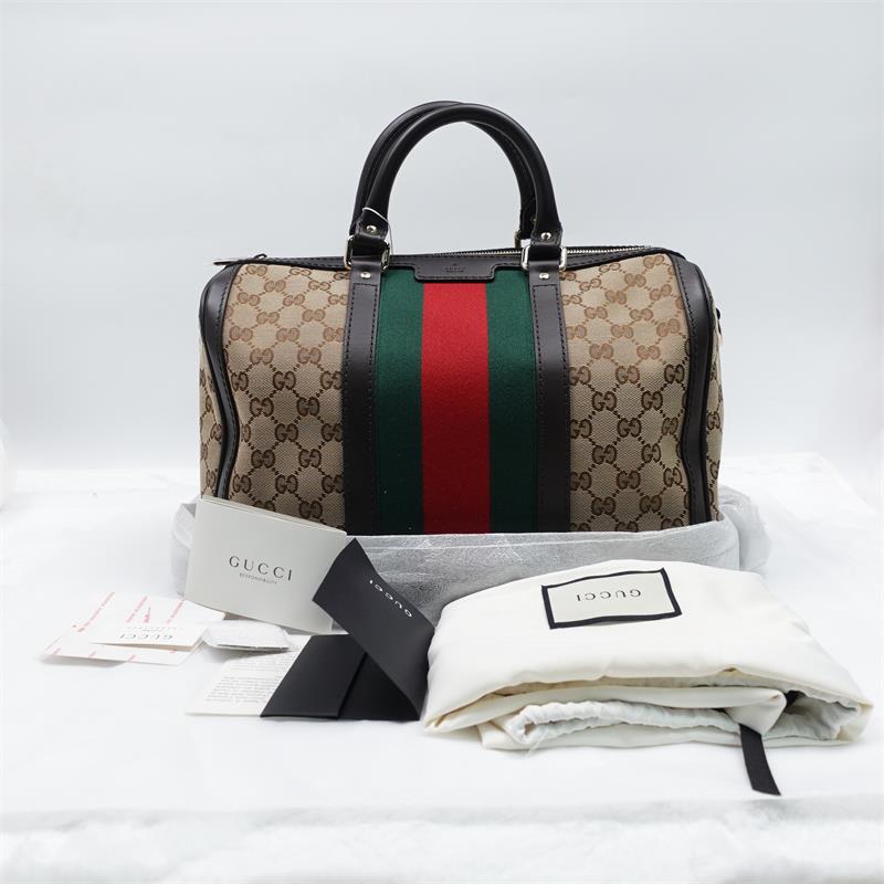 Pre-owned Gucci Ophidia Boston Canvas Shoulder Bag