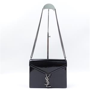 Saint Laurent Cassandra Small Black Vernis With Silver Hardware Shoulder Bag