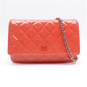 Chanel Orange Vernis Wallet On Chain Bag