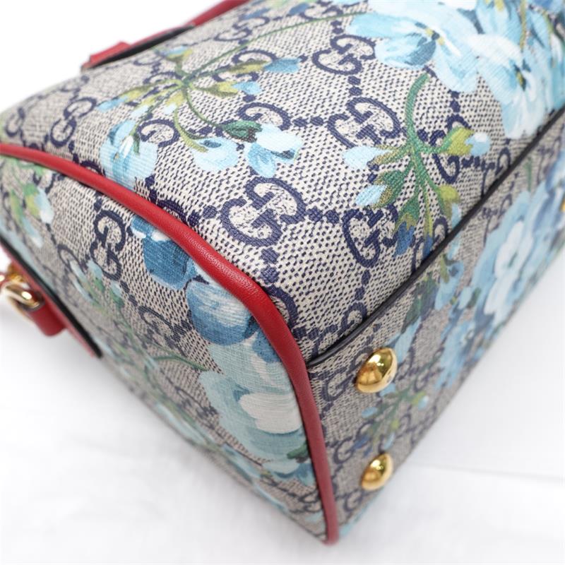 Pre-owned Gucci Boston Blooms GG Blue Coated Canvas Crossbody Bag