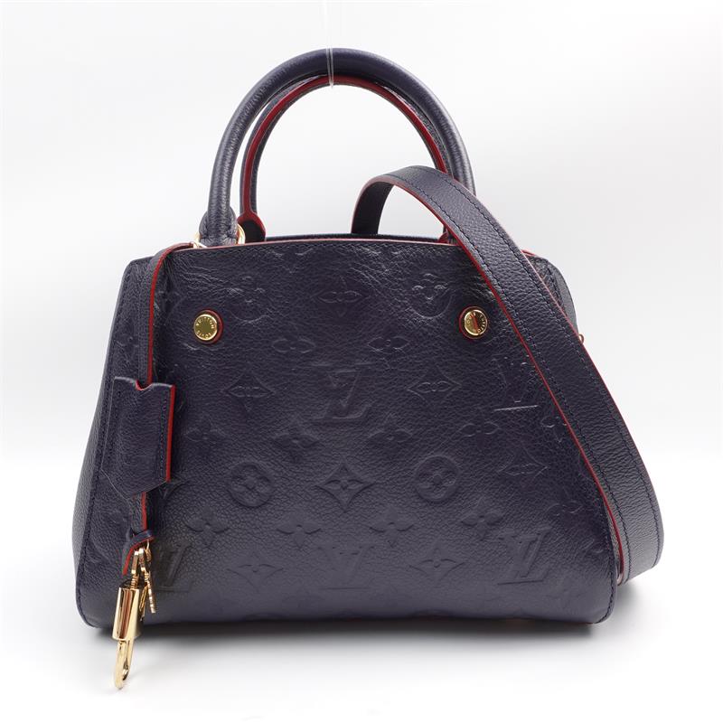 Pre-owned Louis Vuitton Montaigne BB Navy Monogram Calfskin Shoulder Bag - HZ