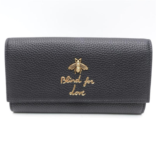 Pre-owned Gucci Black Calfskin Bee Wallet-TS