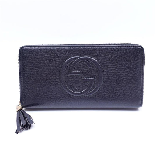 【DEAL】Gucci Soho Black Calfskin ZIppy Wallet With Tassel-TS