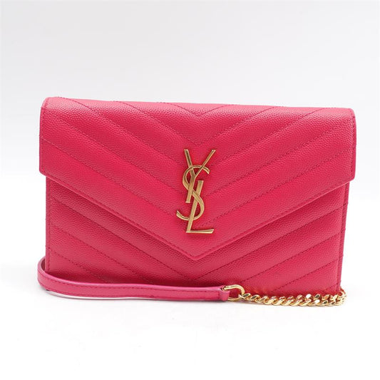 Pre-owned Saint Laurent Envelope Pink Calfskin Shoulder Bag-HZ