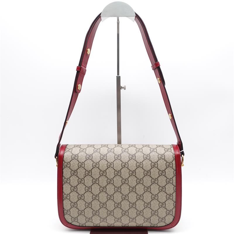 Pre-owned Gucci 1955 Red Coated Canvas Shoulder Bag-HZ