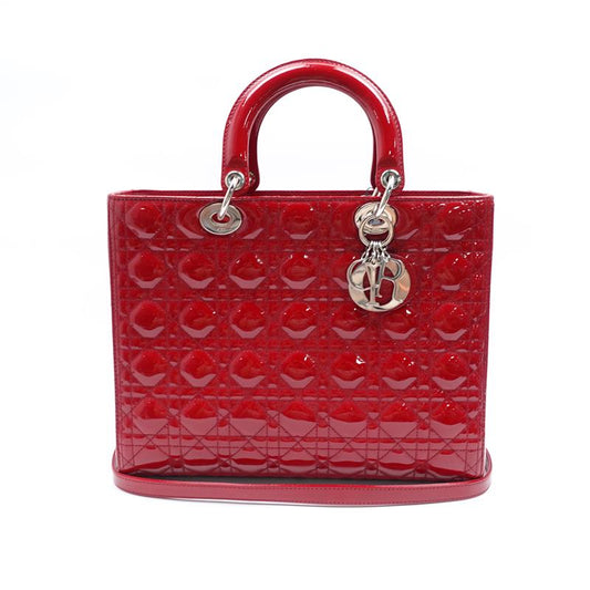 [DEAL]Pre-owned Dior Lady Red Vernis Shoulder Bag