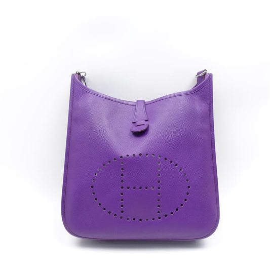 Pre-owned Hermes Evelyne PM Purple Calfskin Shoulder Bag