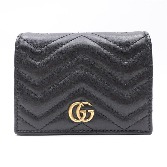 Pre-owned Gucci GG Marmont Black Calfskin Wallet