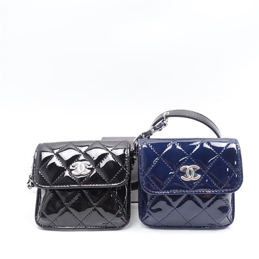 【DEAL】Pre-owned Chanel Blue And Black Vernis Belt Bag-HZ