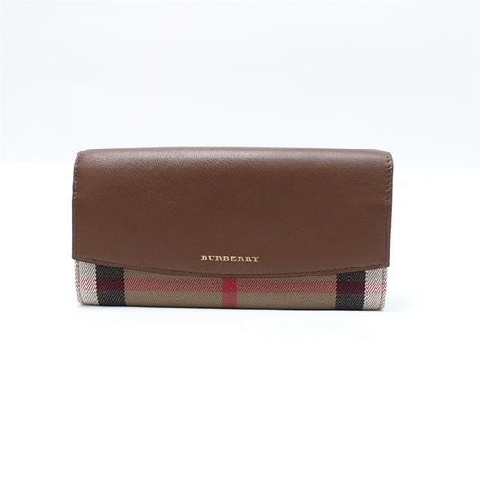 Pre-owned Burberry Brown Calfskin Long Wallet