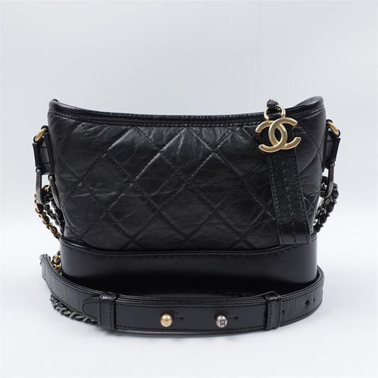Pre-owned Chanel Gabrielle Black Calfskin Shoulder Bag-HZ