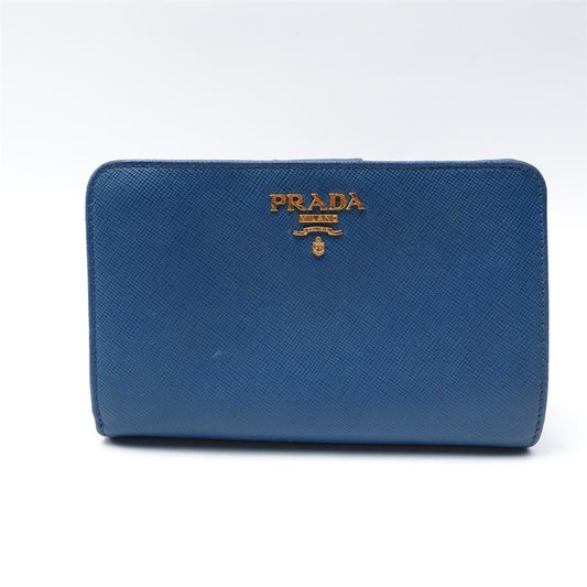 Pre-owned Prada Saffiano Blue Calfskin Wallet