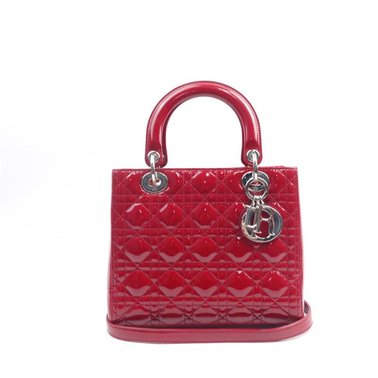 Pre-owned Dior Lady Red Vernis Crossbody Bag -HZ