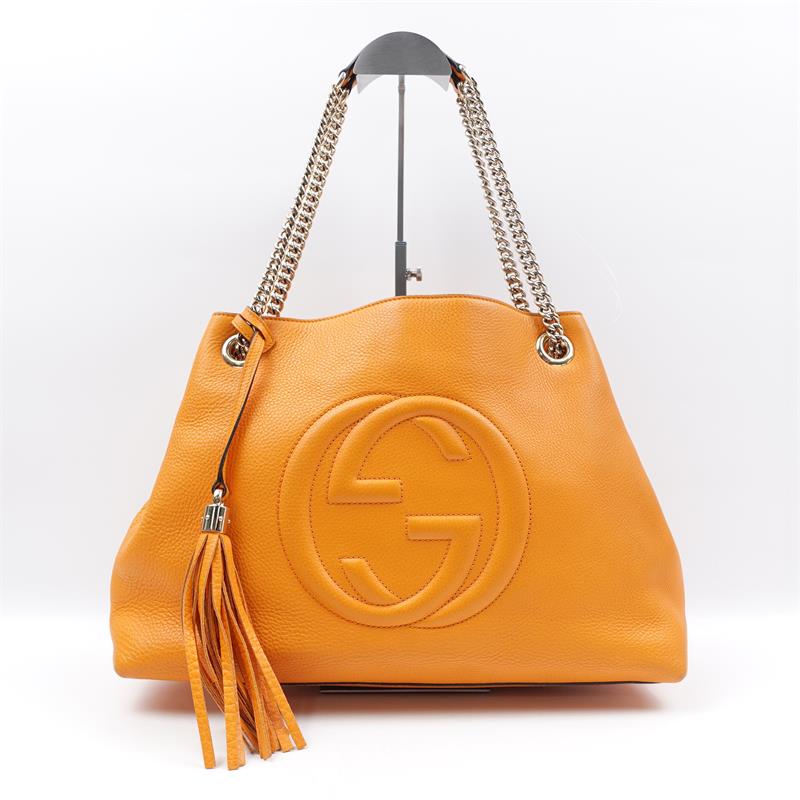 【DEAL】Gucci Soho Orange Calfskin Shoulder Bag with Tassel