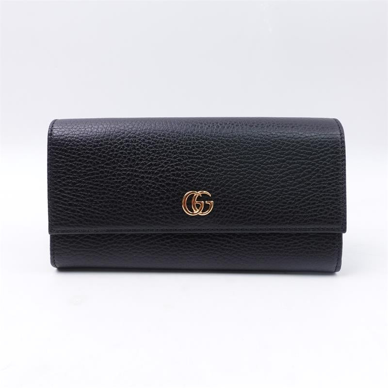 Pre-owned Gucci Black Calfskin Long Wallet