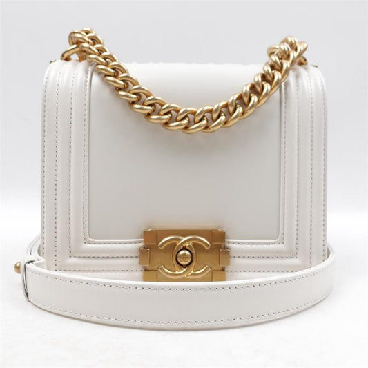 Pre-owned Chanel Leboy White Calfskin Shoulder Bag-HZ
