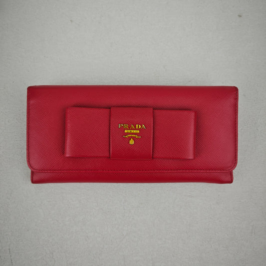 【DEAL】Pre-owned Prada Bowtie Fuchsia Pink Saffiano Wallet