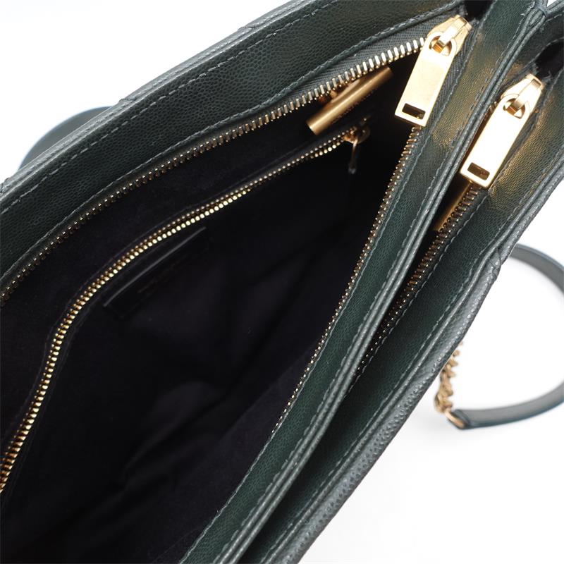 Pre-owned Saint Laurent Green Calfskin Shoulder Bag-TS