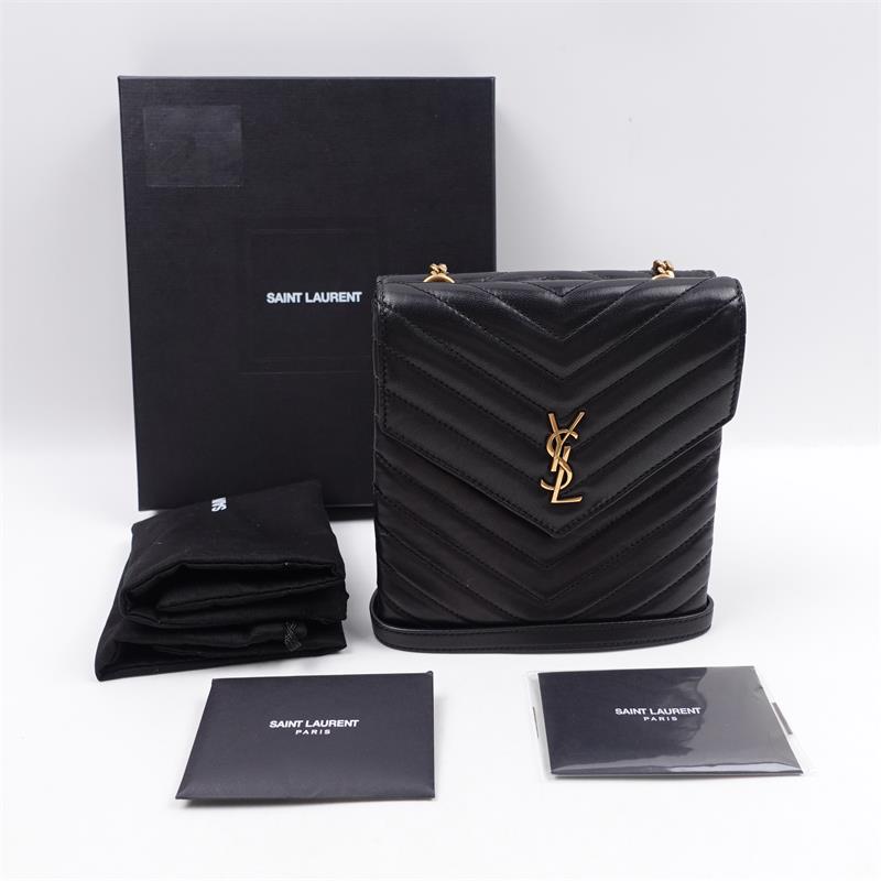 Pre-owned Saint Laurent Black Lambskin Shoulder Bag