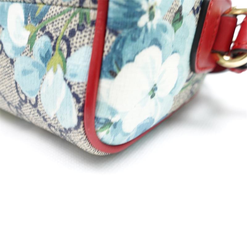 Pre-owned Gucci Boston Blooms Blue Coated Canvas Crossbody Bag