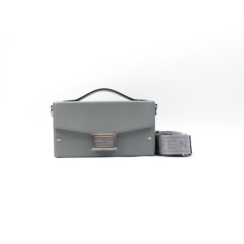 Pre-owned Fendi Grey Coated Canvas Shoulder Bag-HZ