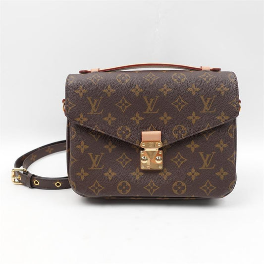 Pre-owned Louis Vuitton Metis Monogram Brown Coated Canvas Shoulder Bag-TS
