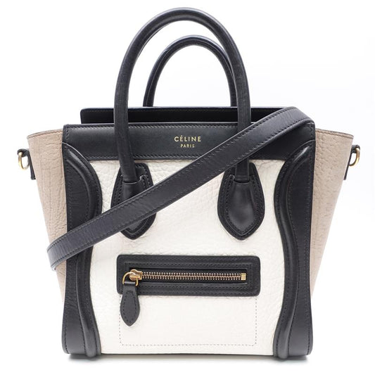 Celine Luggage Nano Black&White Calfskin Handbag