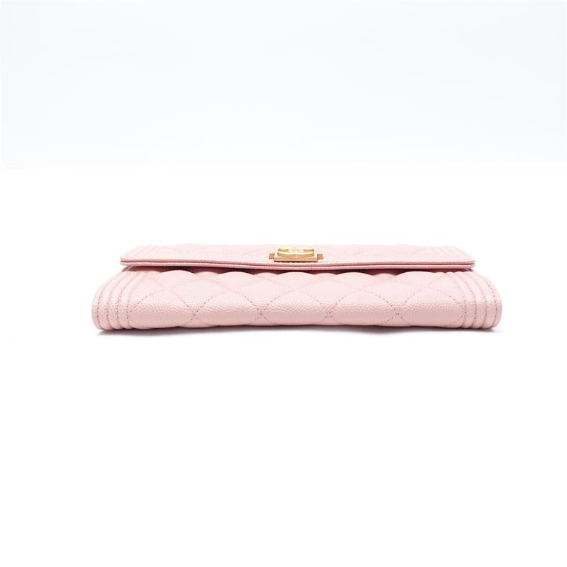 Pre-owned Chanel Leboy Pink Caviar Wallet