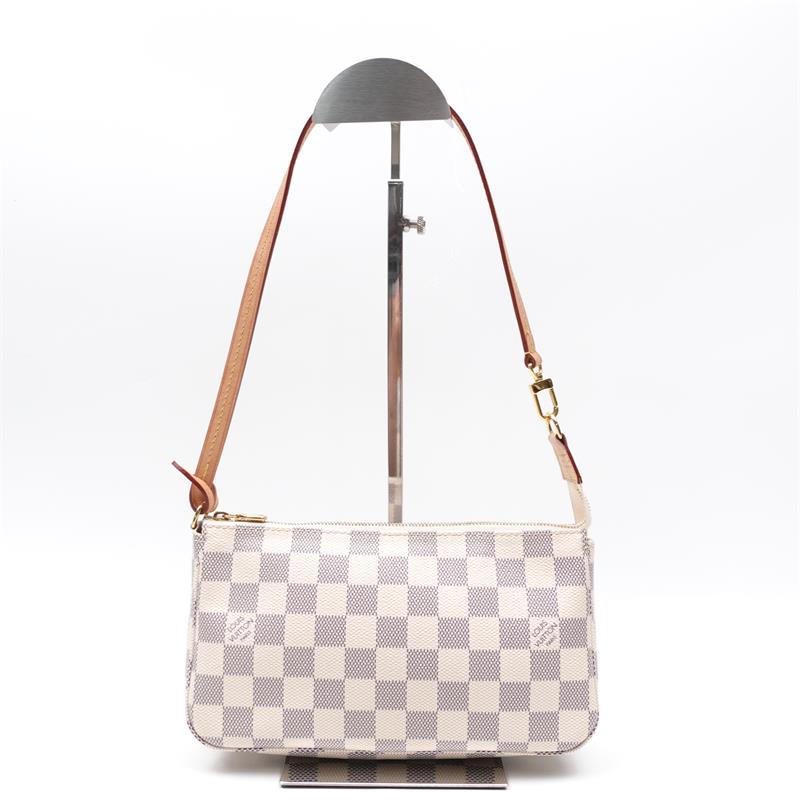 【Deal】Pre-owned Louis Vuitton Pochette Accessorise White Coated Canvas Shoulder Bag-HZ